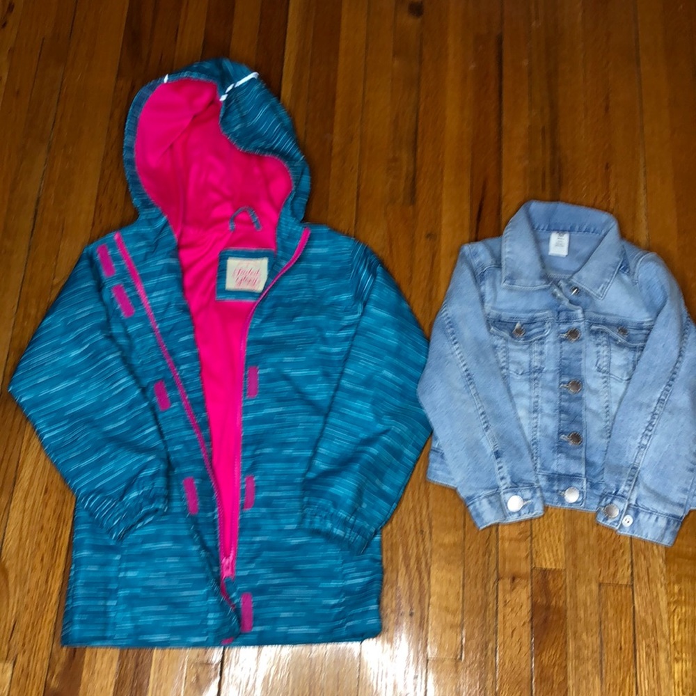 Girls Rain Lightweight Jacket and Blue Jean Jacket